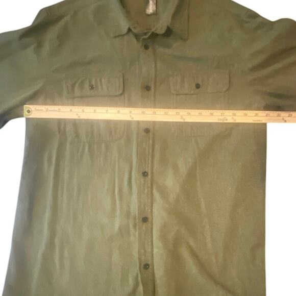 Burnside Olive Green Flannel Button-Up Shirt XL Heavyweight Workwear Style - Picture 3 of 7